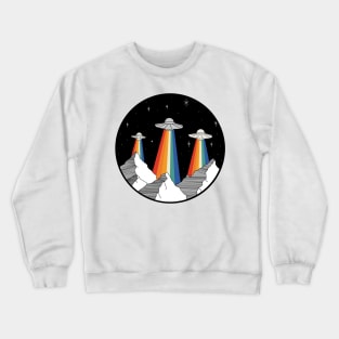 Rainbow Spaceship Crewneck Sweatshirt